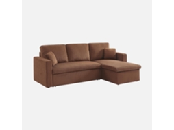 Sofá-cama De Canto Em Veludo Canelado, 3 Lugares, Ferrugem