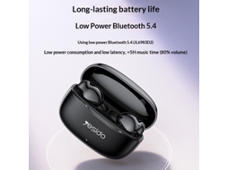 Auriculares TWS Yesido TW38, Bluetooth 5.4, driver 13mm, estéreo, microfone HD