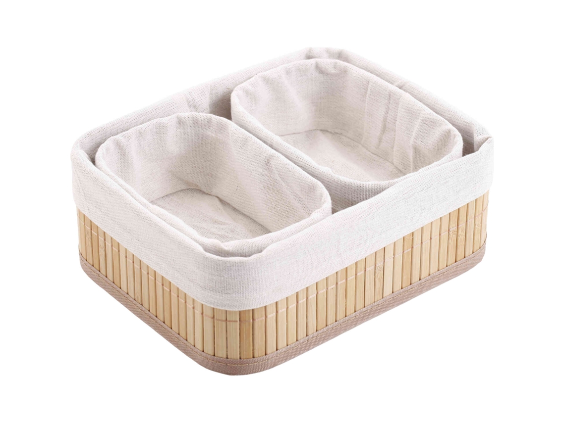 Conjunto 3 Cestos De Arrumação Bambu Kasa