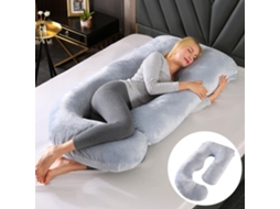 Almofada para Grávidas, Travesseiro de Corpo Inteiro, Suporte Abdominal, Alivia as Dores da Gravidez SPQMENT (155x75x60cm cinza Claro)