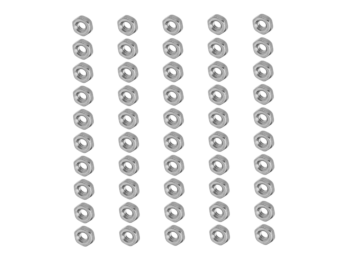 Kit De Sortimento 50 Porcas Sextavadas, Conjunto De Porcas Roscadas Em Aço Inoxidável A2-70 Para Máquinas Industriais M3