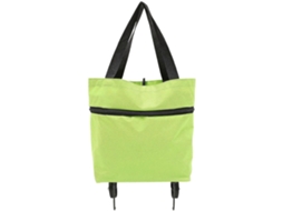 Mala de Compras Dobrável e Reutilizável com Rodinhas, Verde, 42 X 16 Cm, Pacote com 1 Unidade. GOKOCO