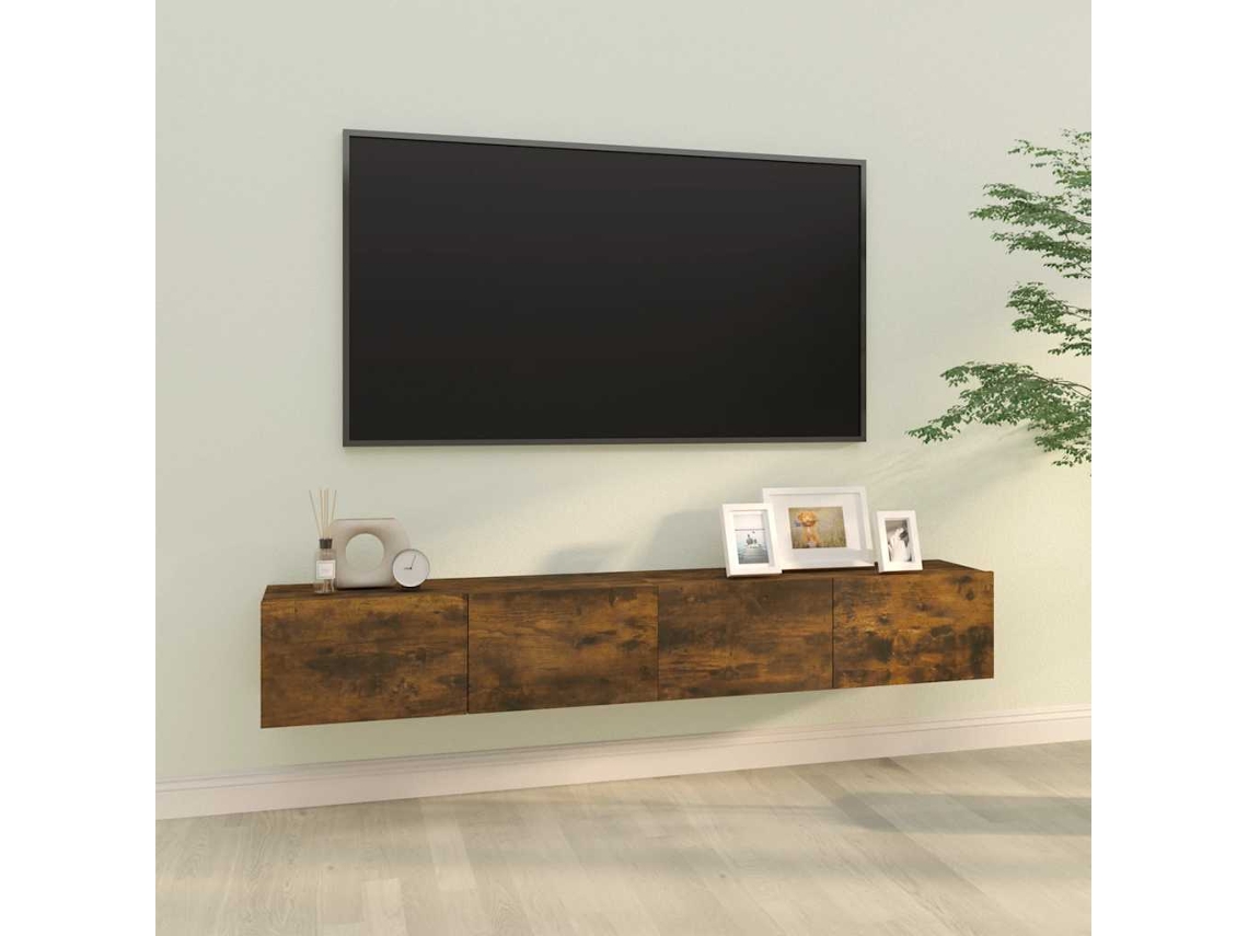 Vidaxl Móveis Tv Parede 2pcs 100x30x30cm Derivados Madeira Cor Fumado