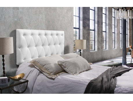 Cabeceira de Cama  Estofada (Branco - Pele Sintética - 7x105x60 cm)