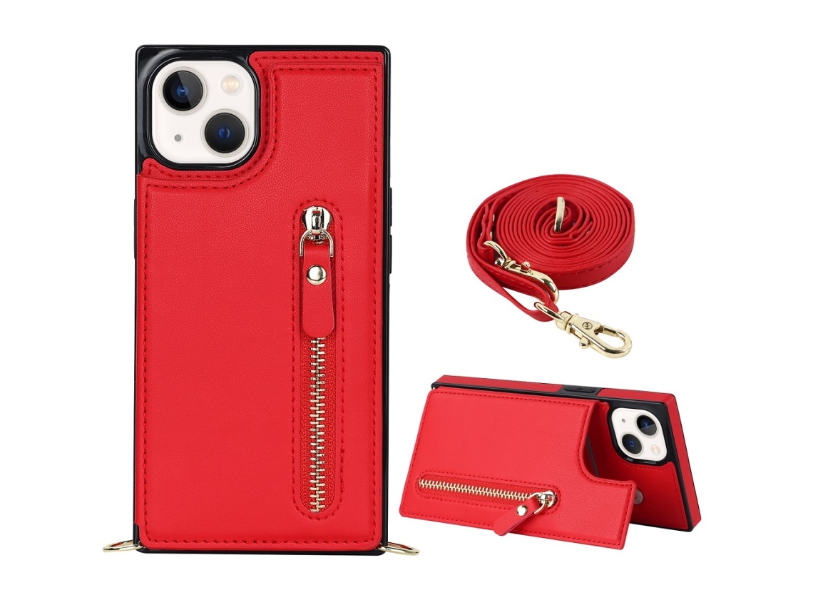 Capa Quedas Pega Inch Para Iphone 13 Pele Sintética Anti-choque Vermelho