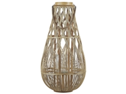 Linterna Alta De Madera Natural Beliani Tonga De Bambú Marrón 39x39x77