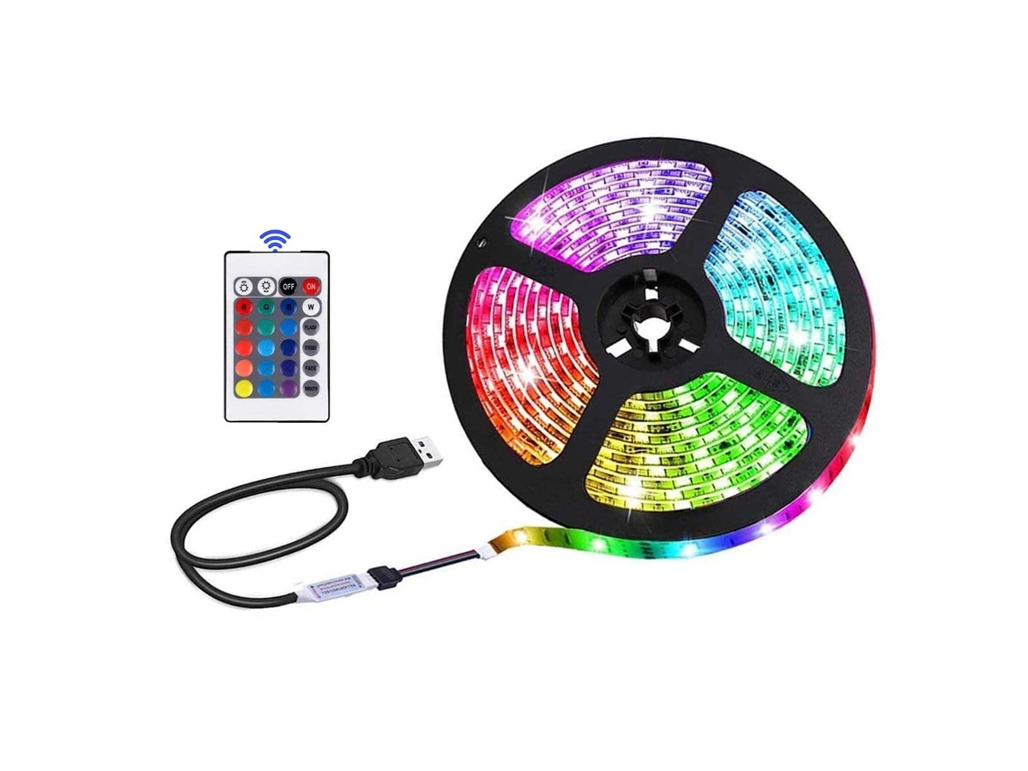 Fita Led Rgb Smd 5050 5 V Usb Com Comando Para Decoração - Lurelia