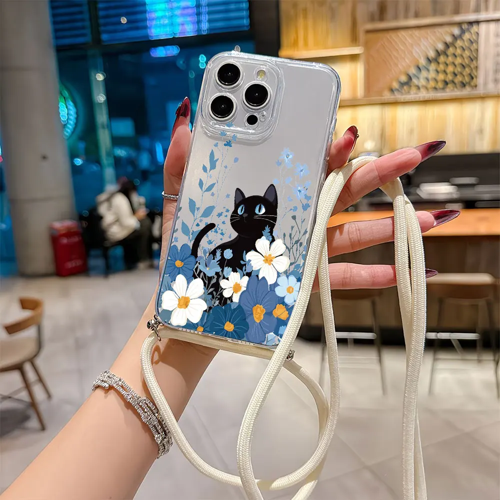 Capa Para Celular Com Alça Transversal Ajustável (iphone 17e Branco), Capa Macia.