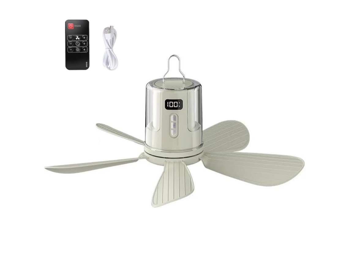 Ventilador Portátil Para Barraca, Recarregável Via Usb, Bateria De 10800mah, 4 Velocidades, Silencioso, Praia E Viagens Ao Ar Livre (verde)