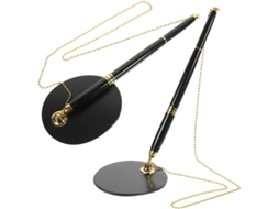 Conjunto de 2 Canetas Recepção Amosfun, Unidades, Pretas, com Cordão Aço Inoxidável Seguro, Design Ergonômico