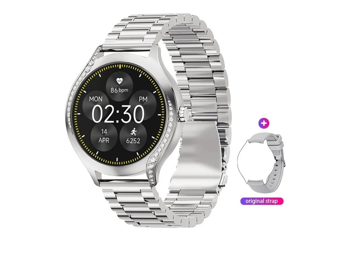 Relógio inteligente para mulheres com diamantes Atender/Fazer chamadas 1,19 polegadas Tela sensível ao toque IPS redonda Smartwatch Rastreador de atividades femininas com Yizhood
