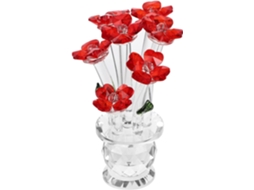 Ornamento Decorativo Em Forma De Flor De Cristal Vermelho-rosa, Peça Delicada E Elegante Para Escritório Ou Sala De Estar.