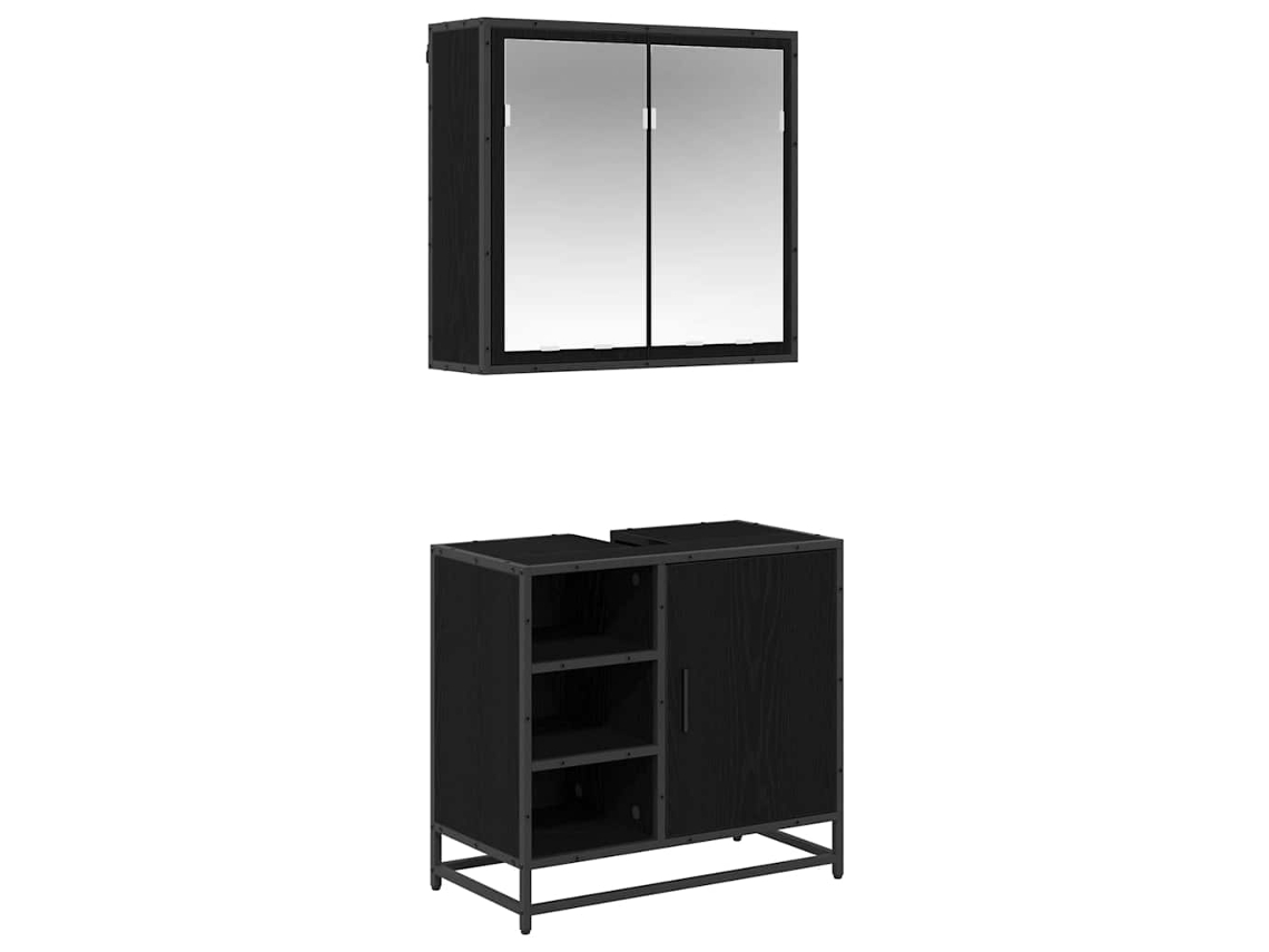 Conjunto de Móveis para Banheiro com Suporte 2 Peças Carvalho Preto MAISON EXCLUSIVE
