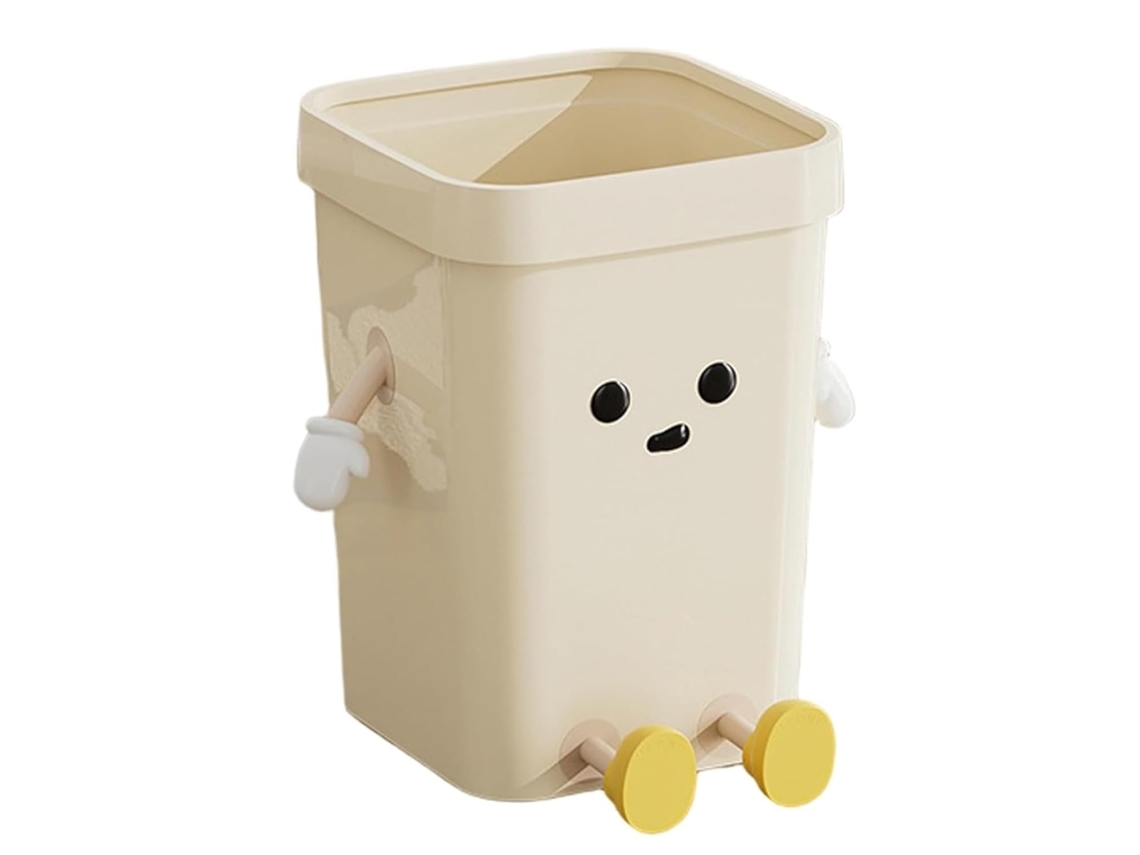 Lixeira Genérica Fofa, 7l, Em Plástico Pp, Com Design De Desenho Animado Com Olhos, Mãos E Pernas, Lixeira Com