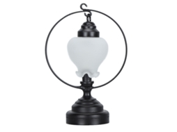 Mali lâmpada de Mesa Miniatura para Casinha de Bonecas Flor em Metal Vidro Opaco Preto 5,5cm