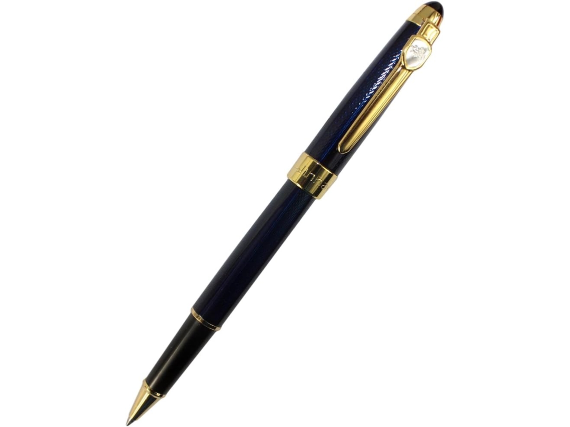 Caneta Rollerball Gullor 165 Com Clipe Azul E Dourado
