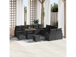 Vidaxl Conjunto De Sofá De Jardim 13 Unid. Preto Vime Pe
