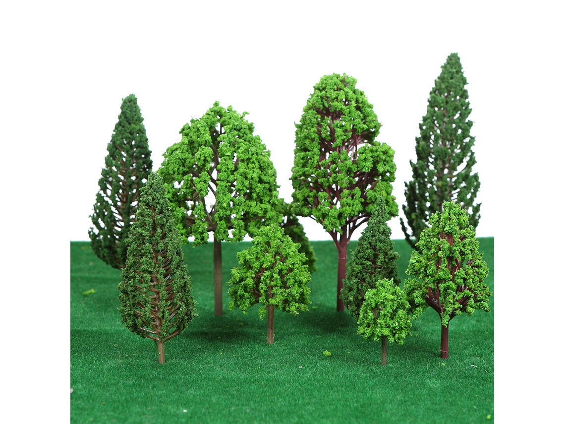 Business 33 Peças Mini Árvores de Plástico Verdes para Modelos, Decoração de Jardins | S/MARCA