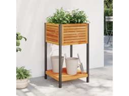 Vidaxl Vaso/floreira Jardim C/ Prateleira 45x45x80cm Acácia Maciça/aço