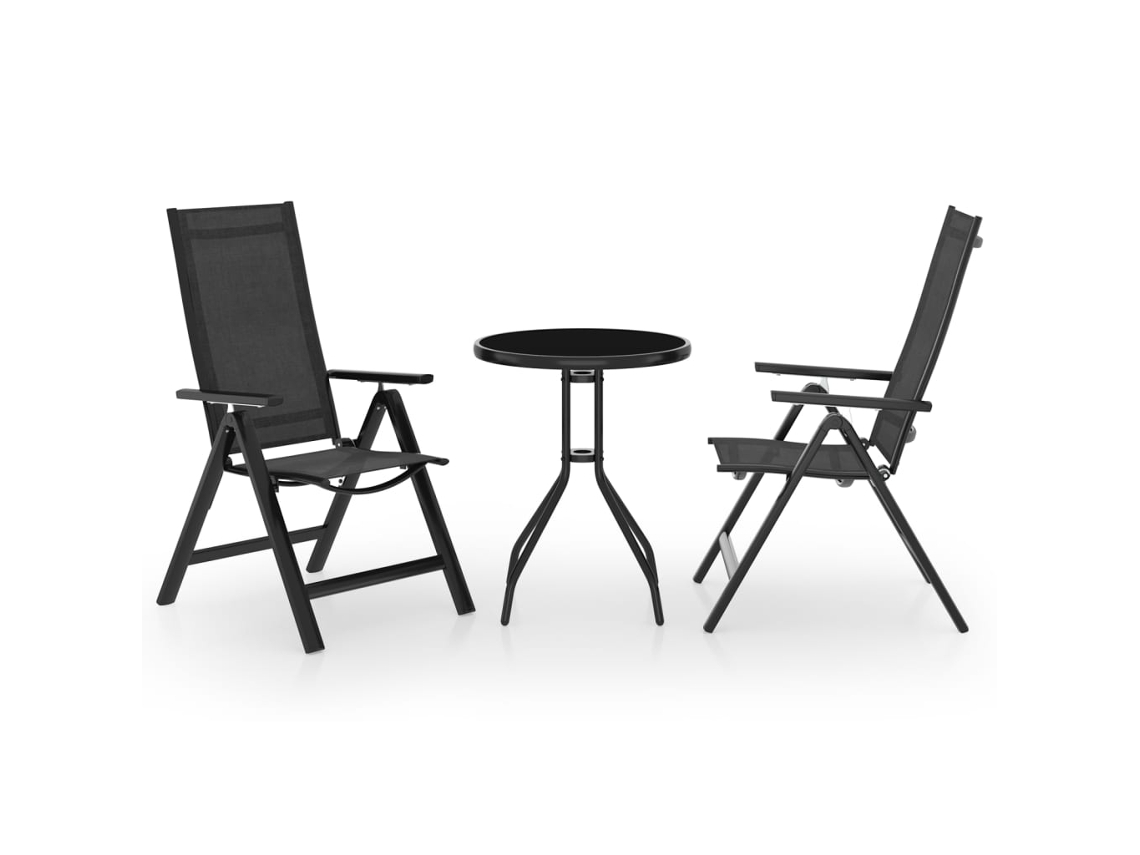 Conjunto 3 de bistrô VIDAXL preto e antracite