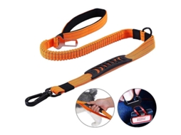 Correa Para Perros Grandes Hasta 40kg Con Bungee Refletivo Y Asas Acolchadas Naranja