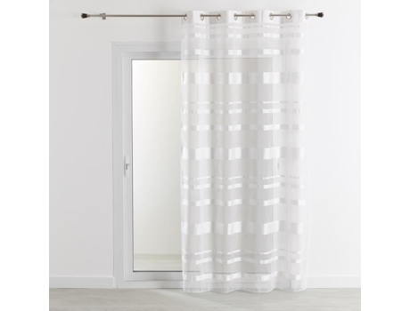Cortina Transparente Listras Horizontais Branco 140 X 240 Cm HOME MAISON