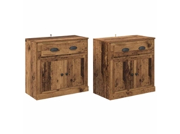 Conjunto 2 Aparadores Com Gaveta Vidaxl Madeira Antiga (70 X 35,5 X 67,5 Cm)