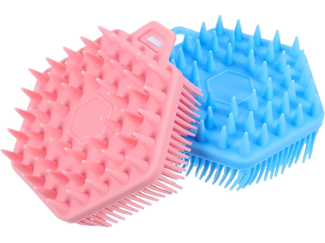 Escova De Silicone Esfoliante E Massageadora Para Corpo Cabelo 2 Peças, Macia E Flexível, Ideal Para Limpeza E