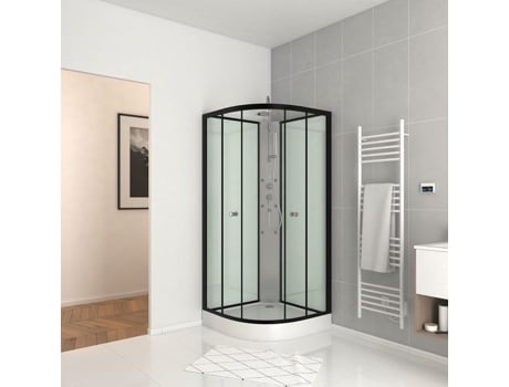 Cabine De Duche Em Alumínio Lacado Home Bain 1/4 Círculo Preto 85 X 85 X 225 Cm
