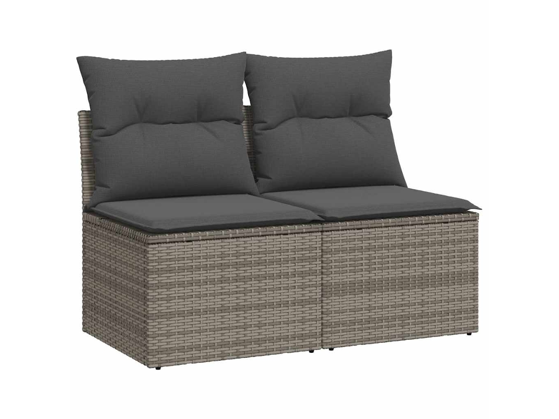 Conjunto de 2 Sofás Jardim com Almofadões Vime Pe/acácia Cinzento MAISON EXCLUSIVE
