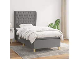 Vidaxl Cama Com Molas/colchão 90x200 Cm Tecido Cinzento-escuro