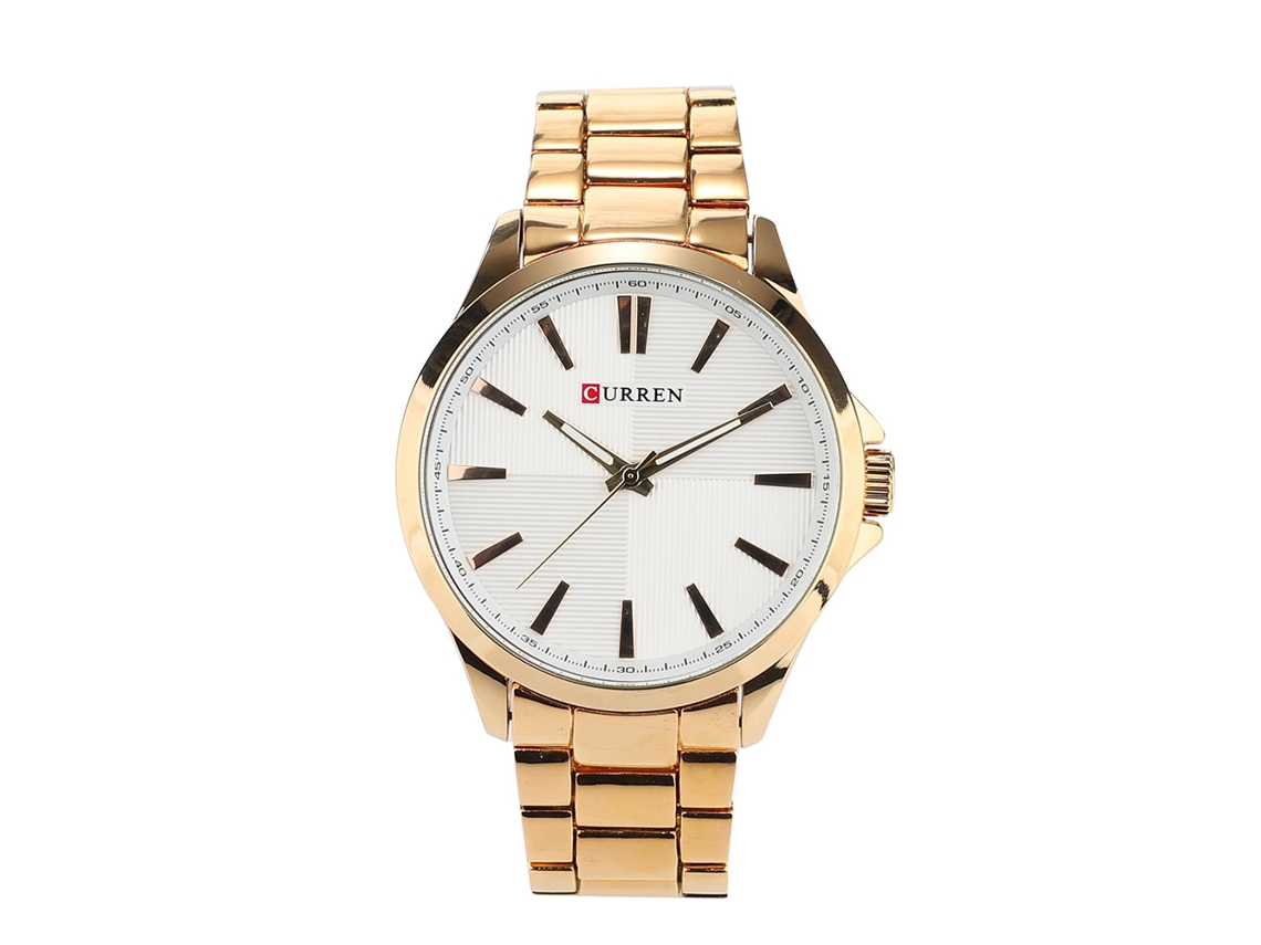 Reloj Hombre Curren 8322 Impermeable Acero Cuarzo Dial Blanco Caja Oro