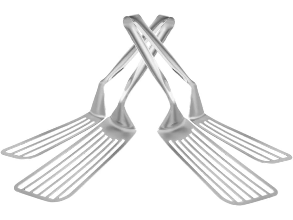 Conjunto Cabilock Com 2 Pinças De Cozinha Em Aço Inoxidável Cabo Antiderrapante E Espátula Multifuncional Para Virar