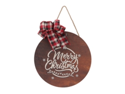 Letreiro de Porta de Natal em Madeira com Laço Redondo Decorativo S/MARCA