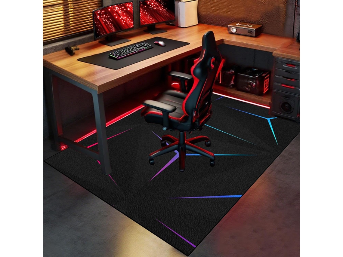 Tapete Cadeira Escritório Protetor Piso Antiderrapante 80 X 100 Cm Madeira Gamer, Escritório, Mesa Pisos