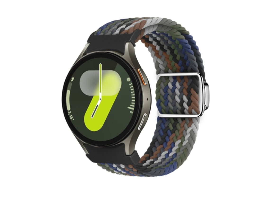 Bracelete Para Samsung Galaxy Watch 7/6/5/4 - Loop Nylon - Fivela Magnética - Denim Rainbow