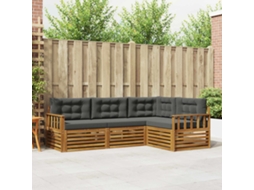 Vidaxl Conjunto De Sofás Para Exterior 4 Unid. Natural E Antracite