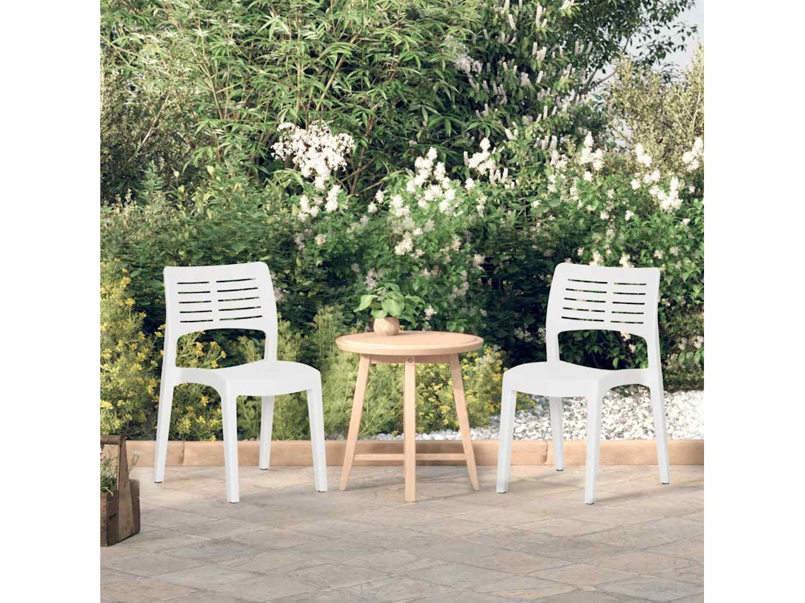 Vidaxl Cadeiras De Jardim 2 Pcs Polipropileno Branco