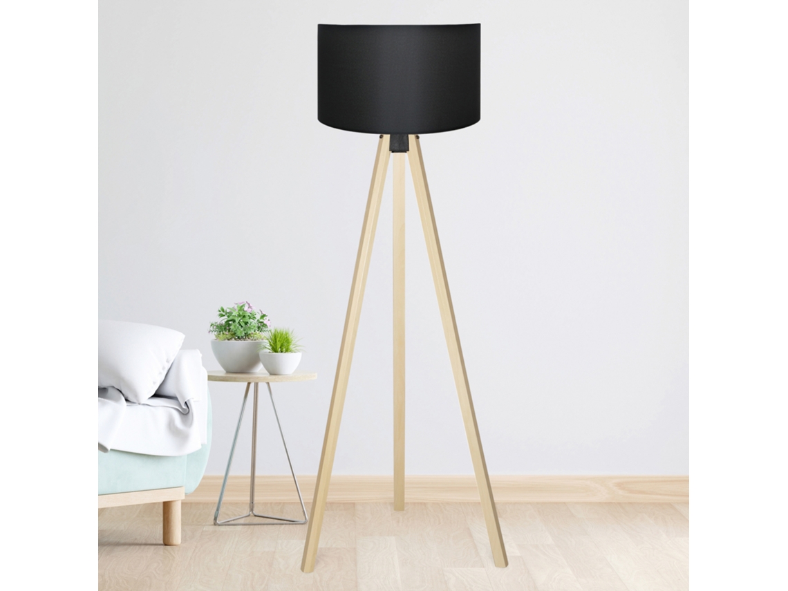 Candeeiro de Pé LUX.PRO Newport (140 x Ø 38 cm - Tecido / MDF - Preto )
