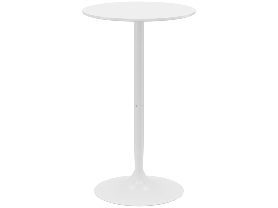 Mesa de Bar Redonda Mdf e Aço Cor Branco Ø60x102 cm Homcom