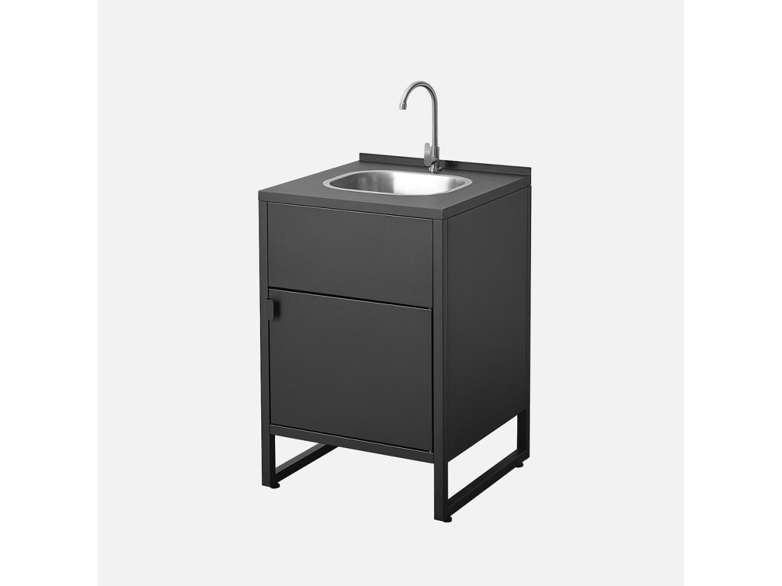 Cozinha Externa Aço Pia e 1 Porta, 60cm, Preto SWEEEK