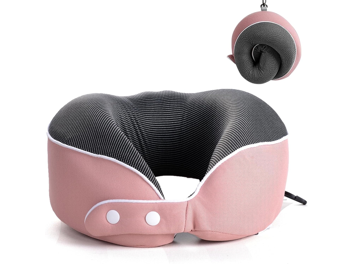 Travesseiro Cervical Portátil Em Espuma Viscoelástica Formato U Para Viagens, Com Suporte Cervical, Rosa
