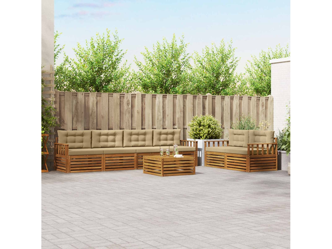Vidaxl Conjunto De Sofás Para Exterior 7 Pcs Natural E Bege