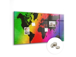 Quadro Magnético De Parede Mapa Mundi Para O Quarto Das Crianças Espelharte (120x60 Cm)