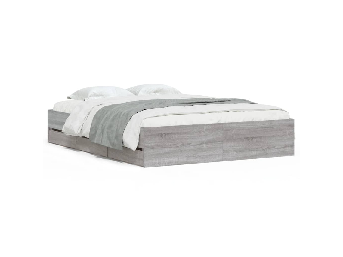 Estrutura de Cama com Gavetas Derivados de Madeira Cinza Sonoma MAISON EXCLUSIVE