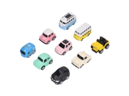 Ats conjunto de 9 Carros e Onibus de Metal com Recuo, Brinquedos Coloridos para Crianças Pequenas, Diversão Interminável