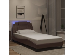 Vidaxl Estrutura De Cama Viana Com Led Sem Colchão 100x200cm Castanho