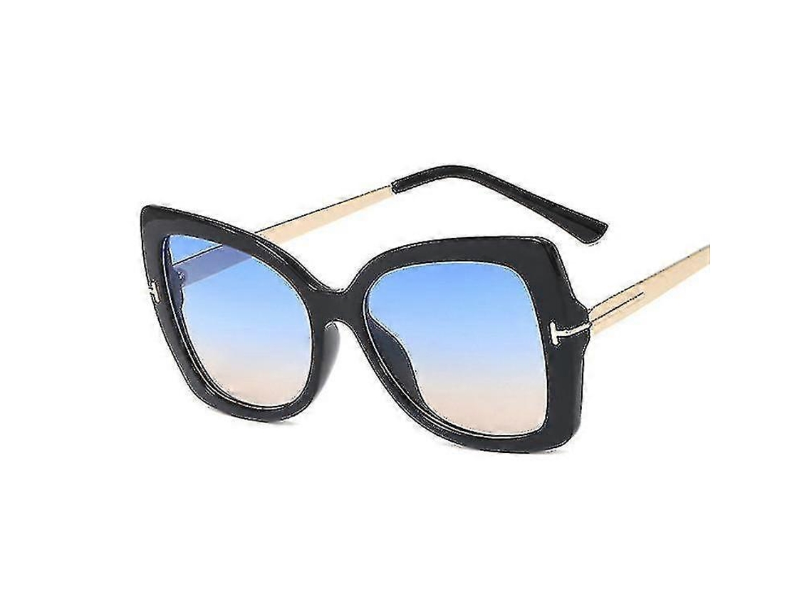 Óculos de Sol Quadrados com Armação Grande e Letras para Mulheres Vin Retro Sun Glasses Marrom Leopardo