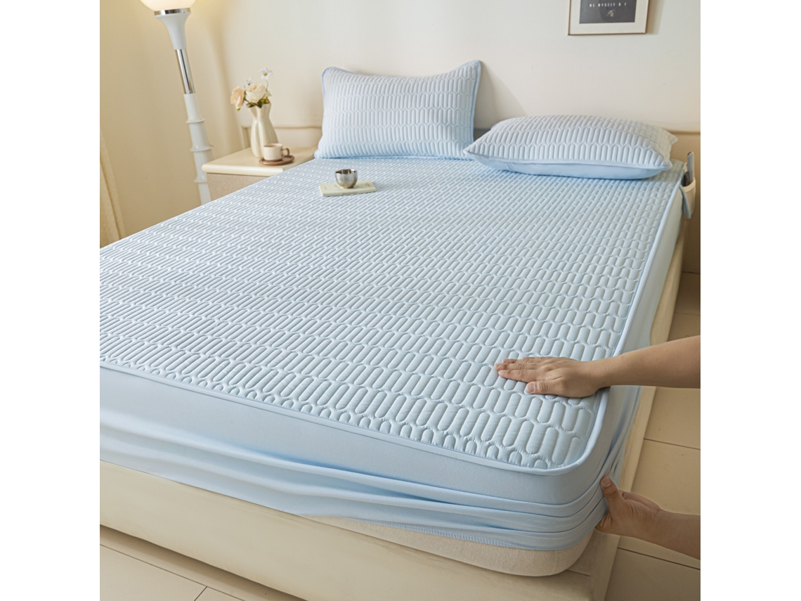 Protetor De Colchão Impermeável, Macio E Lavável, Azul-celeste, 90x200 Cm Elysve