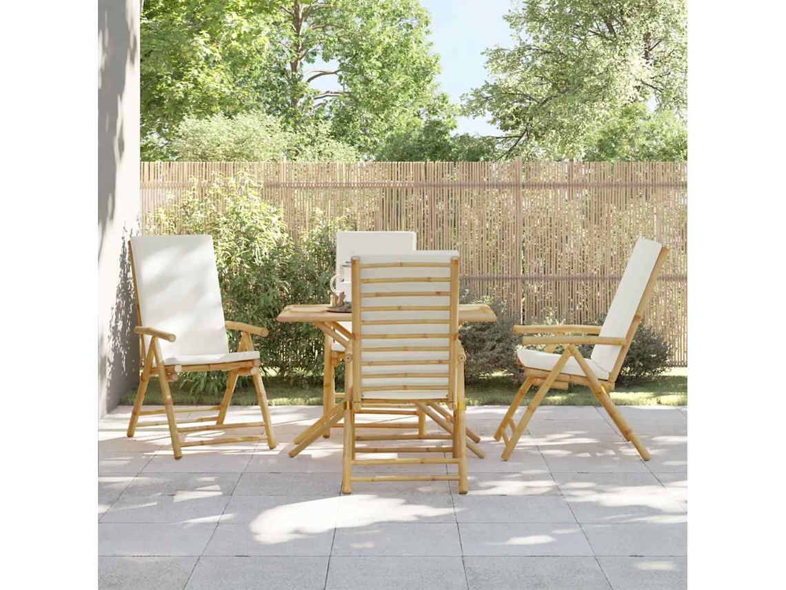 Vidaxl 4 Pcs Cadeiras Reclináveis/dobráveis C/ Almofadões Branco Nata